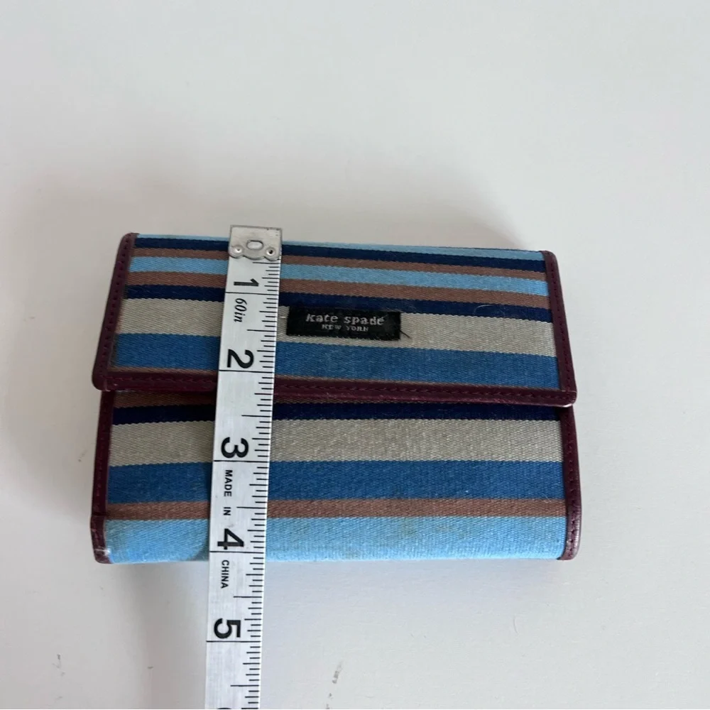 Kate‎ Spade Vintage Tri-fold Blue Brown Striped Wallet